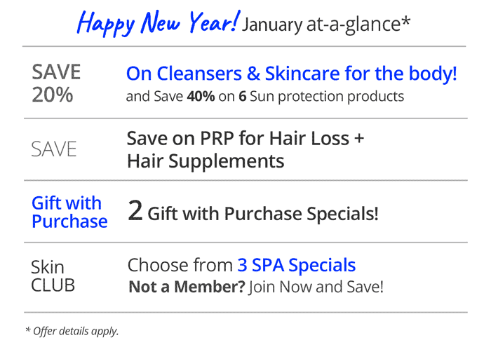 List of January specials at Rejuvent