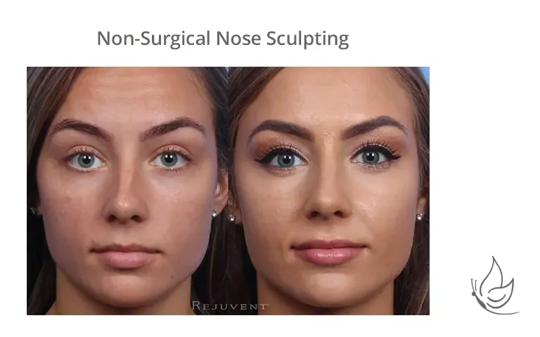 Actual results of a Liquid Rhinoplasty with filler before and after